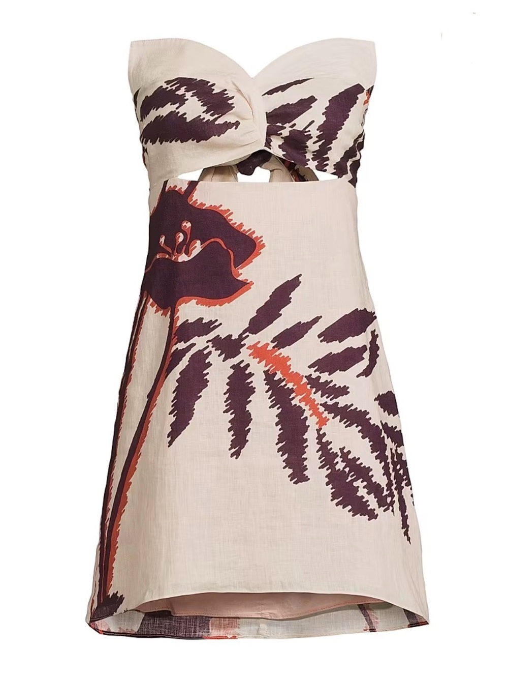 JuanDeDios Floral Linen Dress — Cream, Plum & Rust